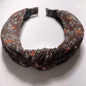 Brown Floral Chiffon Twist Knot Headband